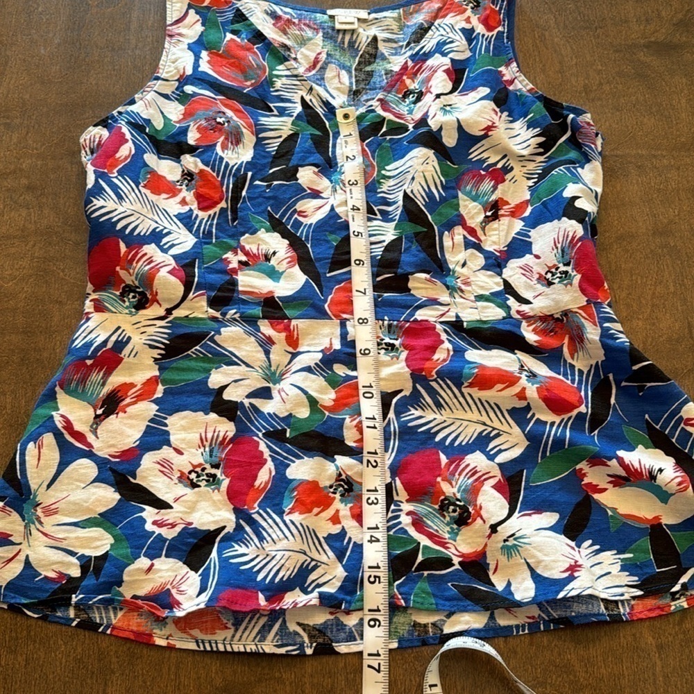 J. Crew Tropical Floral Print Linen Blend Peplum Top Size 6 - Picture 12 of 14